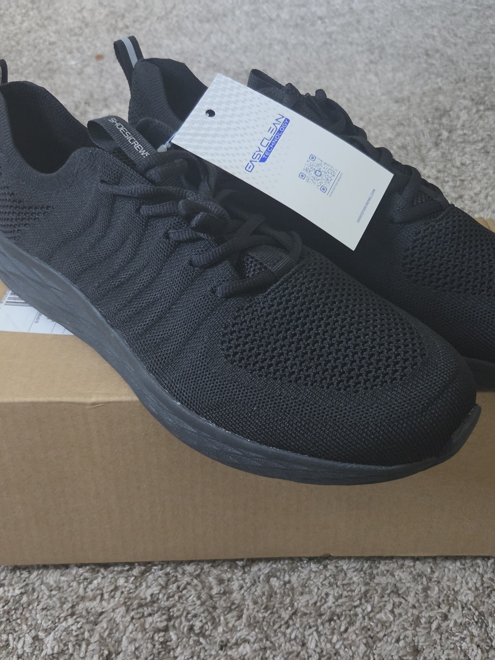 Shoes For Crews Black Slip-On Knit Men's Sneakers -